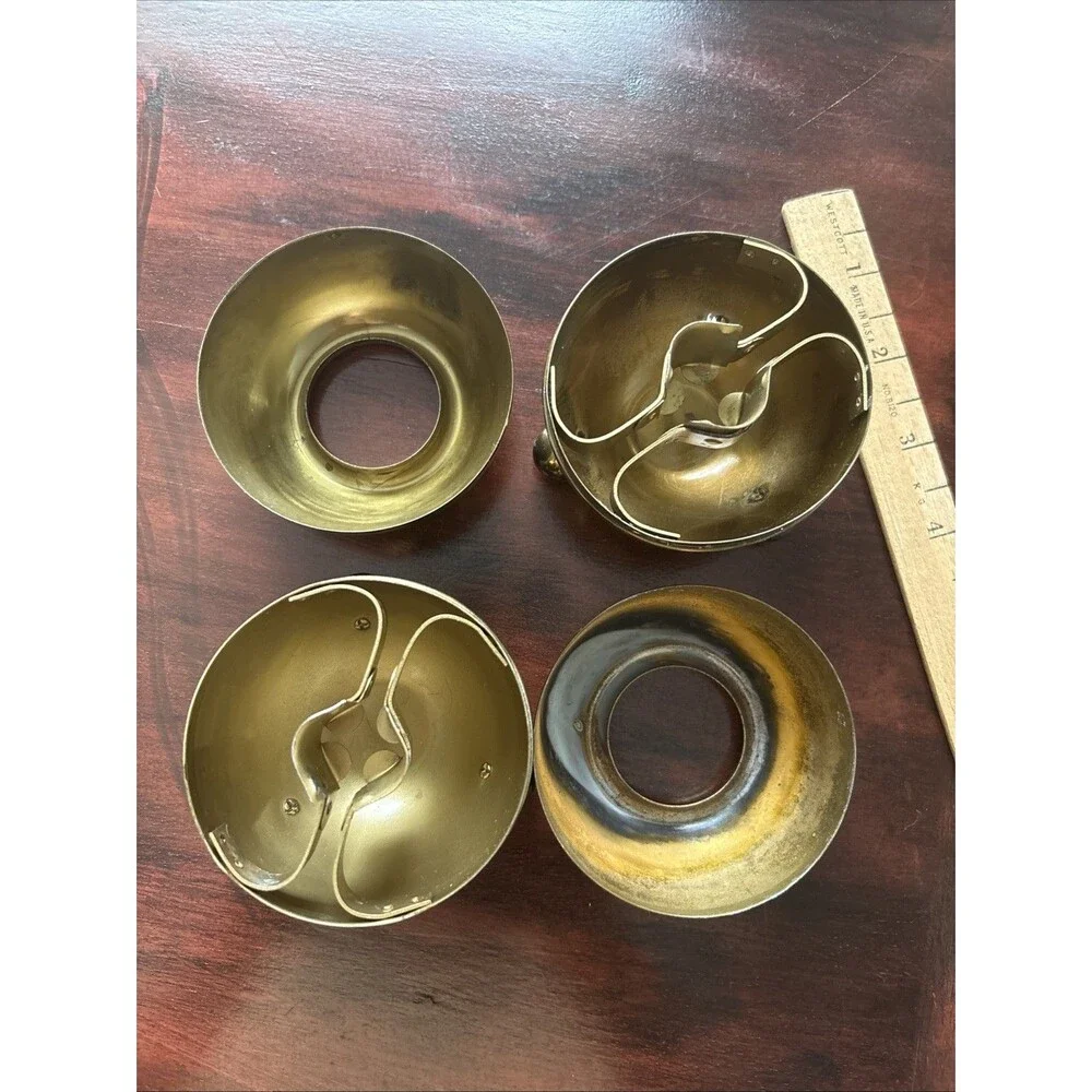 MCM Pilcher Brass Footed Orb Candlestick Holder Round Vintage Pair